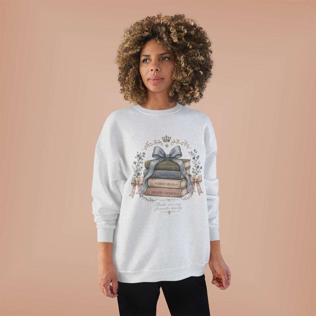 Books Are My Favorite Society Crewneck Sweatshirt - Cozy Book Stack Vintage Reading Crew