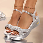 Braided Strap Wedge Sandals