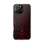 Clear Magnetic Phone Case — Dark Red Raindrop Design, Impact-Resistant