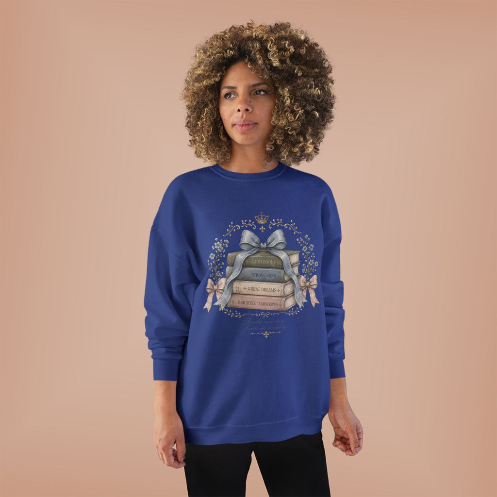 Books Are My Favorite Society Crewneck Sweatshirt - Cozy Book Stack Vintage Reading Crew