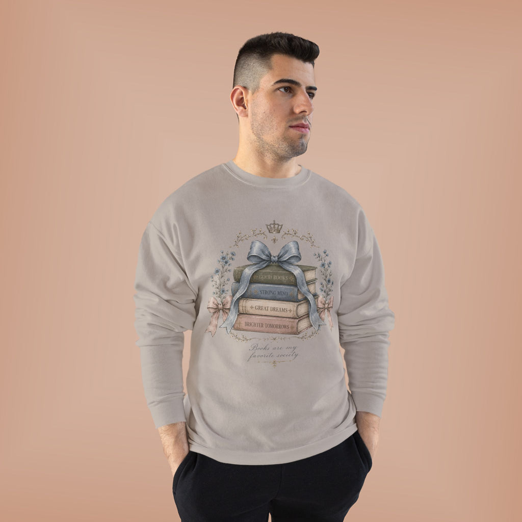 Books Are My Favorite Society Crewneck Sweatshirt - Cozy Book Stack Vintage Reading Crew