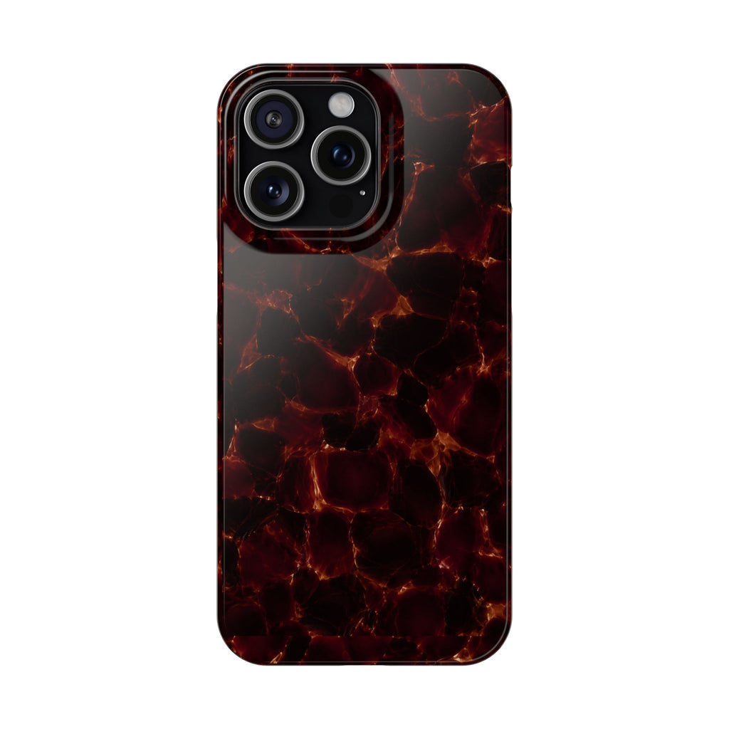 Tortoiseshell Slim Phone Case – Glossy Brown Marble iPhone Cover