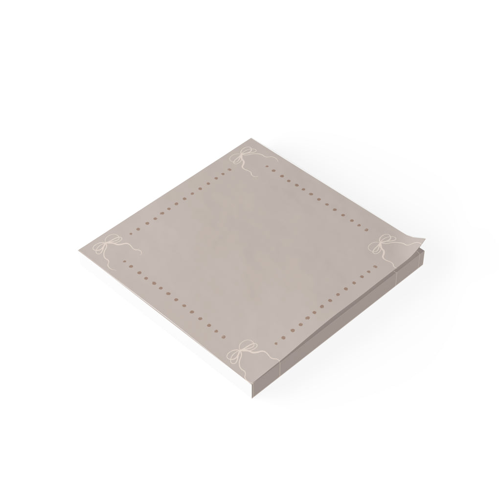 Bow Dotted Border Post-it® Note Pad — Neutral Beige Sticky Notes for Desk Organization