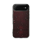 Clear Magnetic Phone Case — Dark Red Raindrop Design, Impact-Resistant