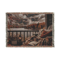 Copy of Cozy Cabin Balcony Landscape Woven Blanket | Rustic Mountain View Throw