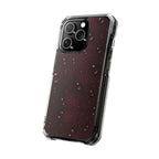 Clear Magnetic Phone Case — Dark Red Raindrop Design, Impact-Resistant