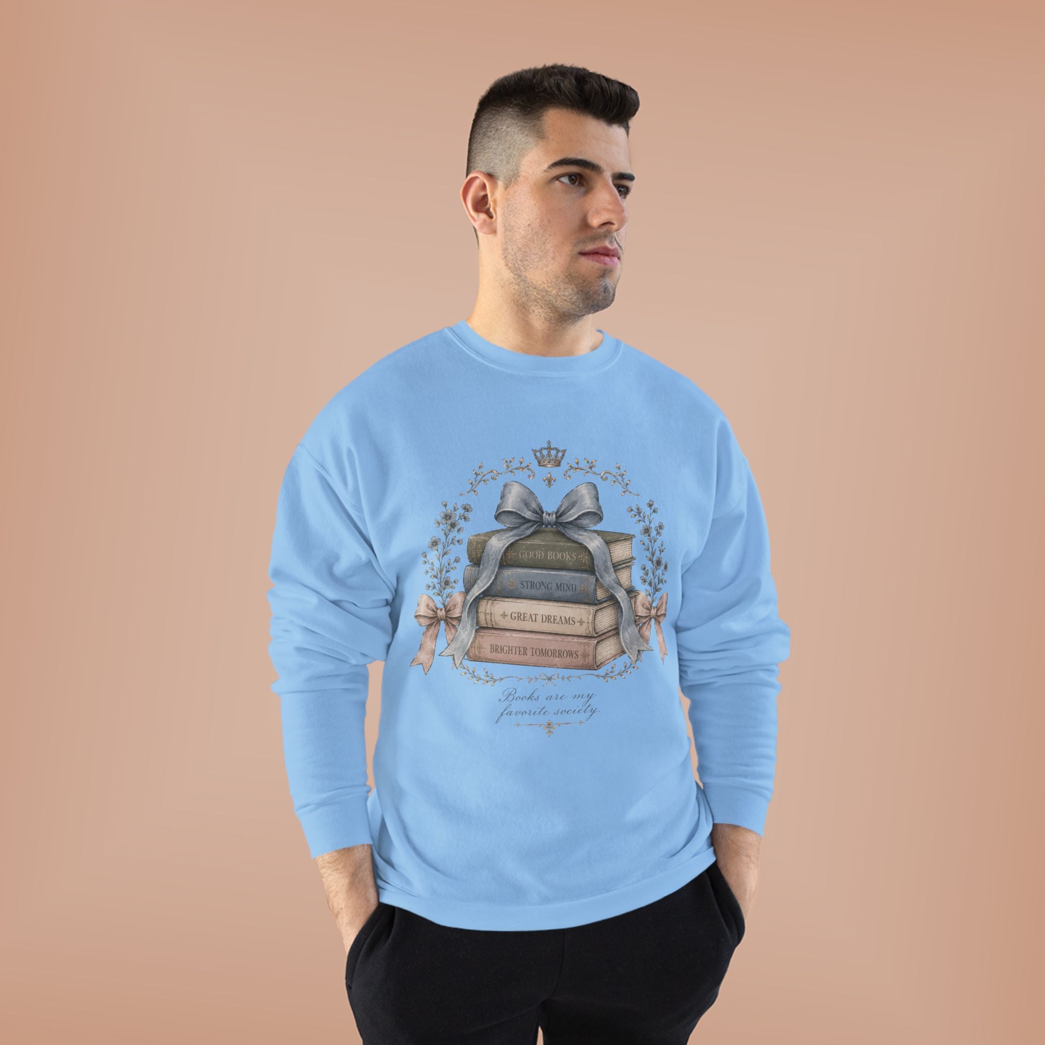 Books Are My Favorite Society Crewneck Sweatshirt - Cozy Book Stack Vintage Reading Crew