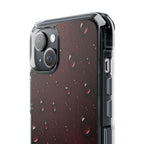 Clear Magnetic Phone Case — Dark Red Raindrop Design, Impact-Resistant