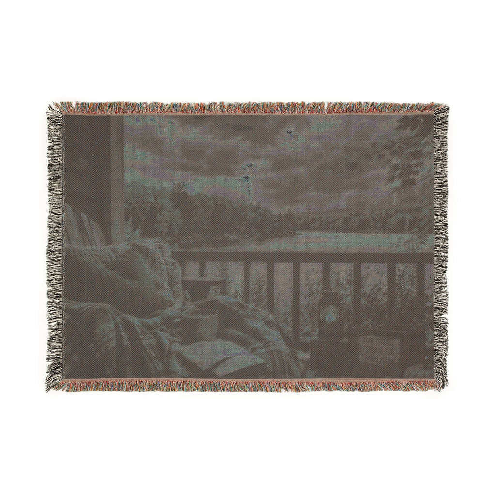 Copy of Cozy Cabin Balcony Landscape Woven Blanket | Rustic Mountain View Throw