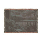 Copy of Cozy Cabin Balcony Landscape Woven Blanket | Rustic Mountain View Throw