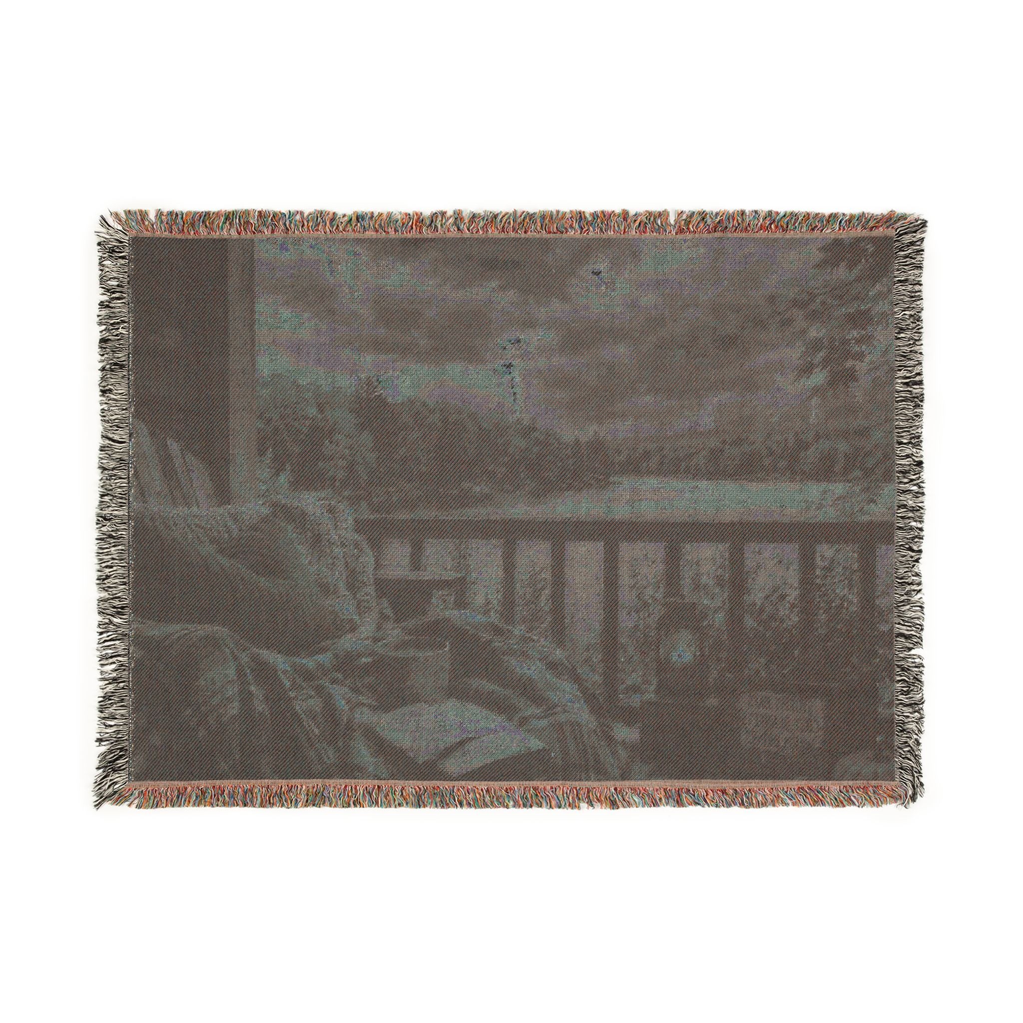 Copy of Cozy Cabin Balcony Landscape Woven Blanket | Rustic Mountain View Throw
