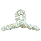 Looped Claw Clip - White Glitter