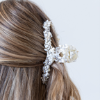 Looped Claw Clip - White Glitter