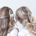 Looped Claw Clip - White Glitter