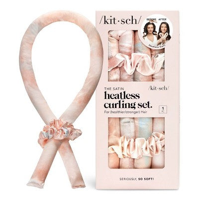 Kitsch Satin Heatless Curling Set Sunset Tie Dye Flexible Construction Hair Roller 3pc - Imperfect Box