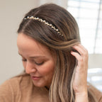 Thin Embellished Headband - Gem Leaf