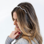 Wavy Beaded Headband - White