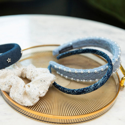 Classic Pearl Headband - Sky Blue