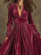 Ruffled Hem Long Sleeve Dress
