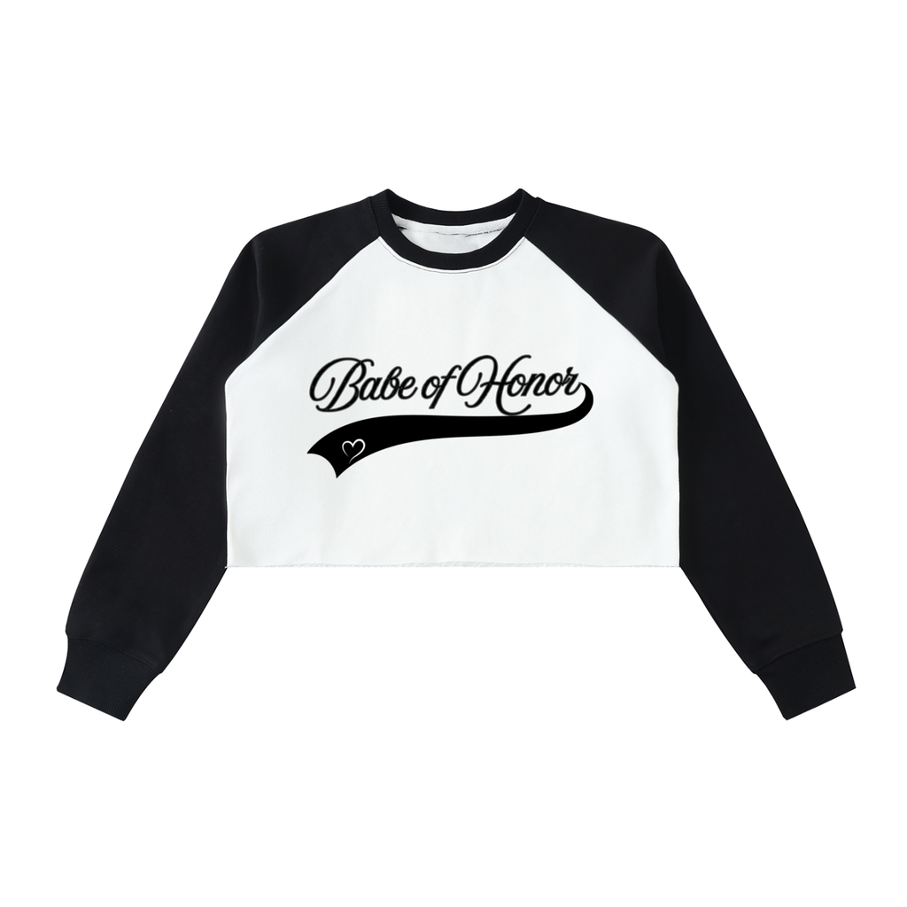 Babe of Honor- Color-Block Raglan Crop Sweatshirt