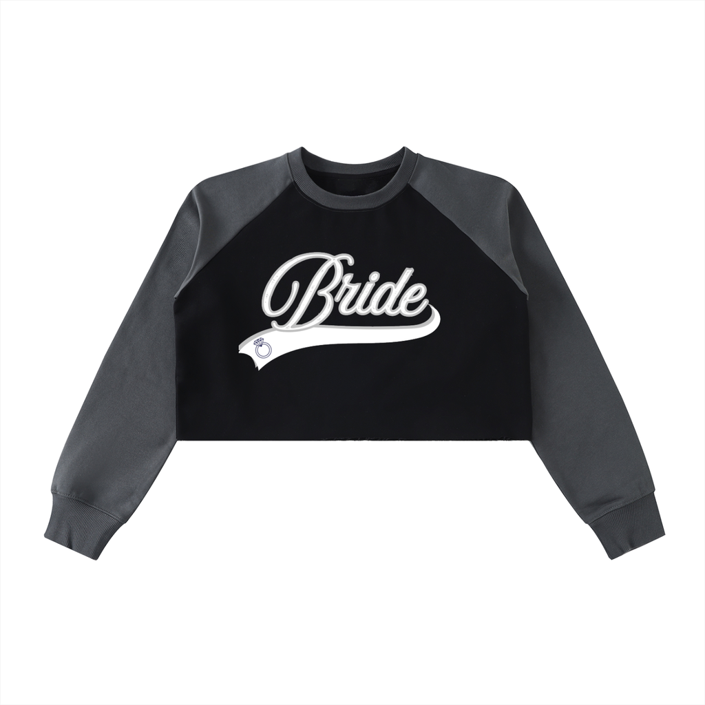BRIDE- Color-Block Raglan Crop Sweatshirt