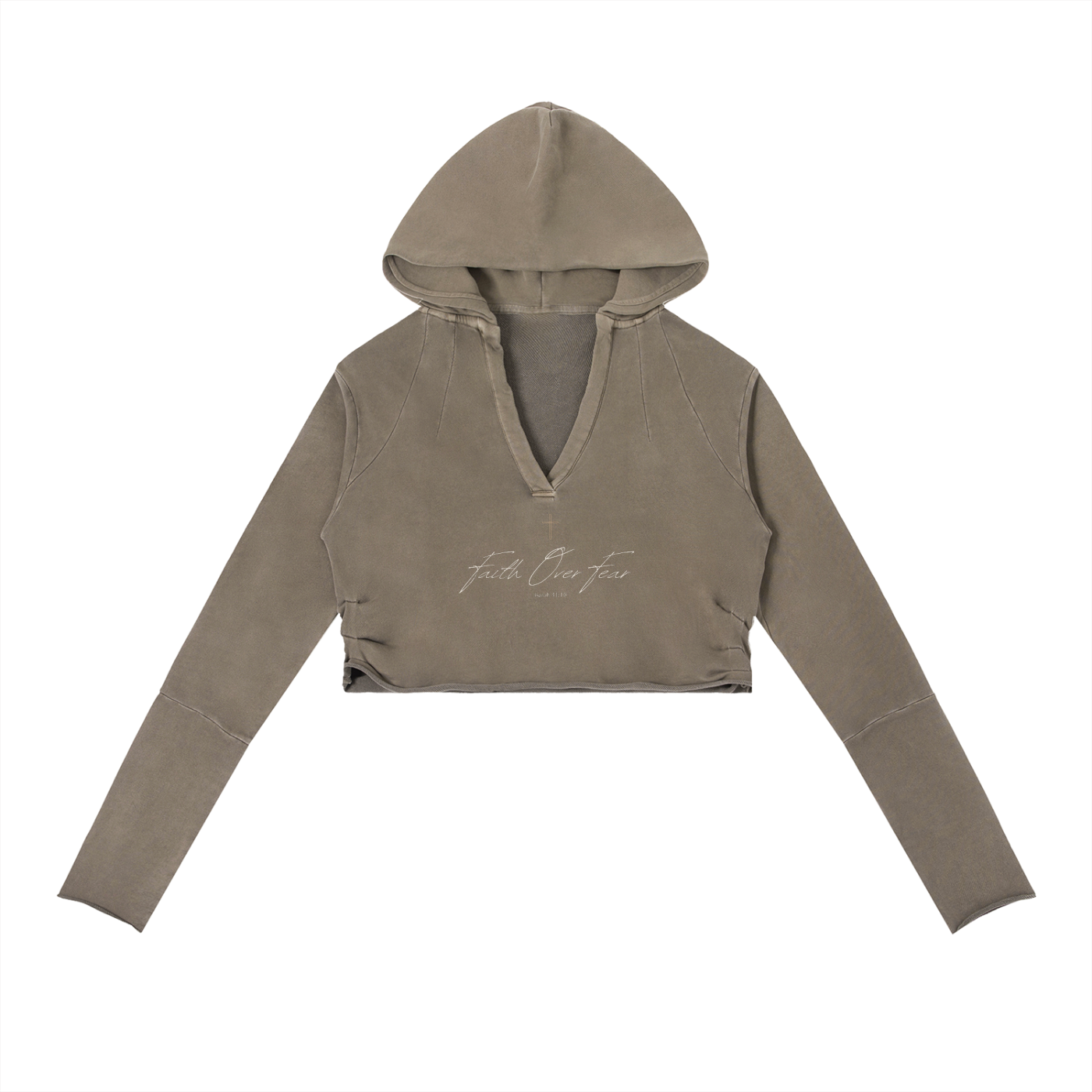 FAITH OVER FEAR-Vintage Washed Raw Edge Hoodie