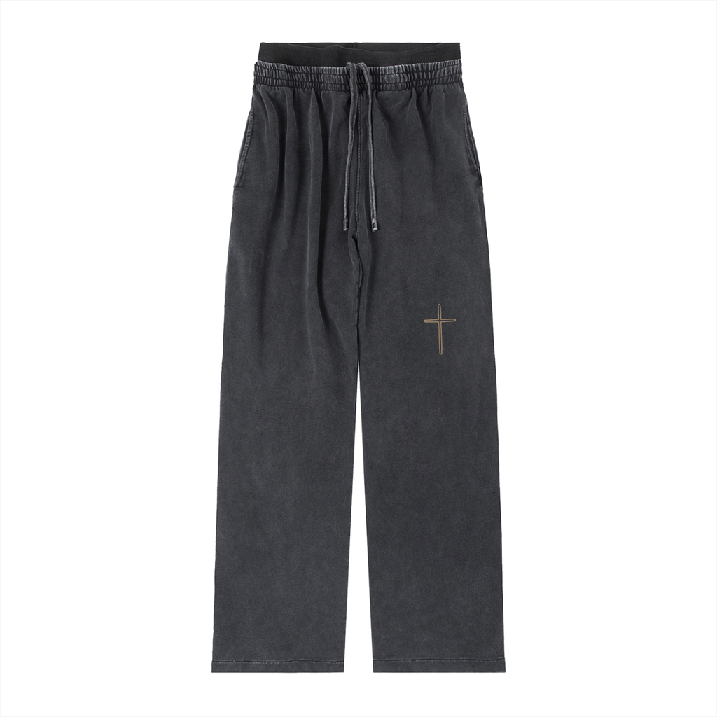 FAITH OVER FEAR-Vintage Washed Waist Pants
