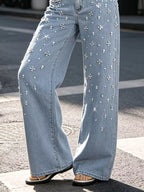 Embellished Wide-Leg Jeans